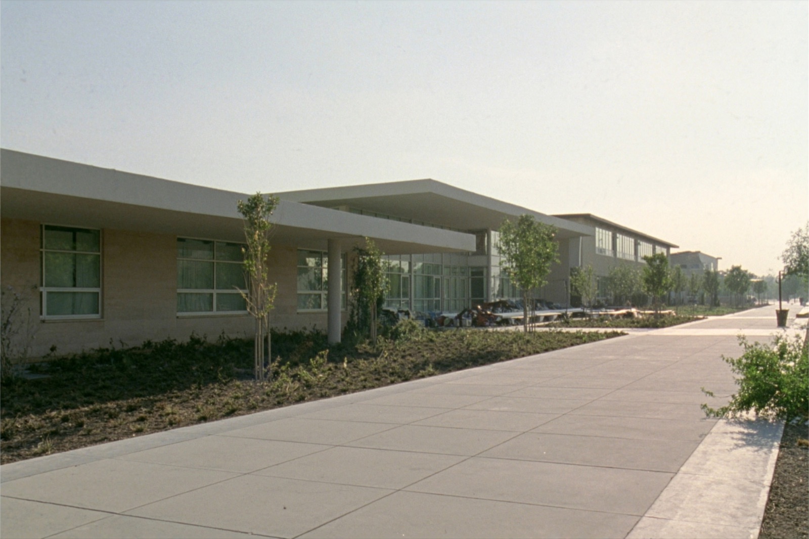 A modern California community-college campus exterior in morning light